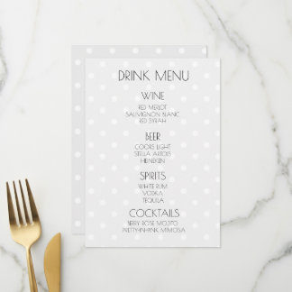 Menu Crie Seu Próprio Bebida Cinza com Bolinhas Retro