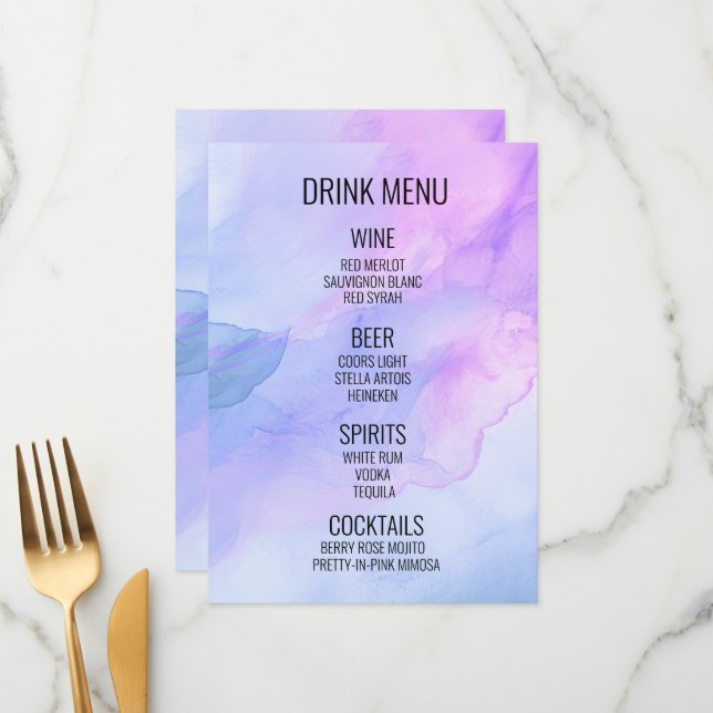 Menu Crie seu próprio - Bebida em Segundo Plano de Aqua (Frente/Verso In Situ)
