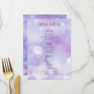 Menu Crie Seu Próprio Drink Bokeh Roxo Etéreo