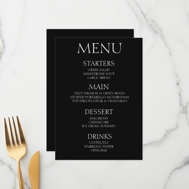Menu Crie seu próprio - Evento Negro Minimalista (Frente/Verso In Situ)