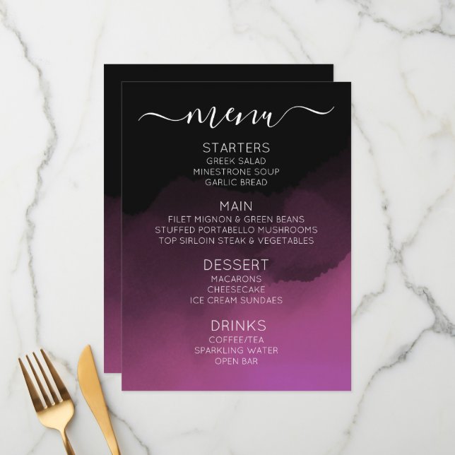 Menu Crie Seu Próprio Ombré Preto Personalizado Colorid (Frente/Verso In Situ)