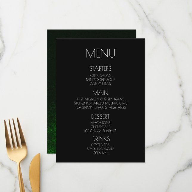 Menu Crie seu próprio - Preto Escuro e Verde Distante (Frente/Verso In Situ)