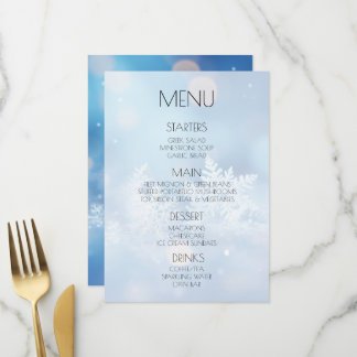 Menu Crie Seus Próprios Flocos de Neve Bokeh Azul