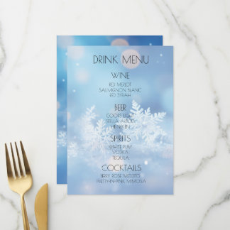 Menu Crie Seus Próprios Flocos de Neve Drink Blue Bokeh