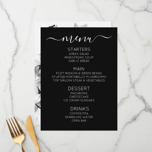 Menu Crie suas próprias flores de raio-X em preto e bra (Frente/Verso In Situ)