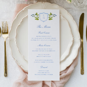 Menu Crista Floral Azul para Casamento