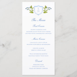 Menu Crista Floral Azul para Casamento