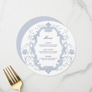 Menu Crista Redonda Folhagem Azul Elegante