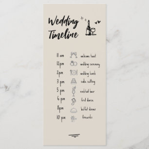 Menu Cronologia de Casamento Ilustrada em Cinza Retro