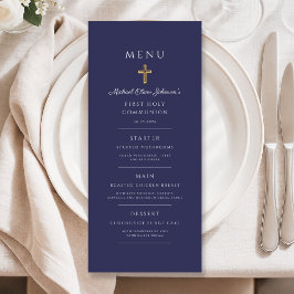 Menu Cruz Religiosa Azul Marinho Menino Primeira Comunh
