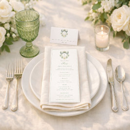Menu Cume Elegante c/ Laço Verde Sálvia | Casamento Mon