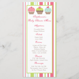 Menu Cupcake do Pastel do rosa do tea party de 25