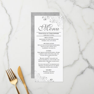 Menu Curls & Swirls de Prata Elegante no Casamento Bran