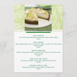 Menu customizável da sobremesa do tema verde