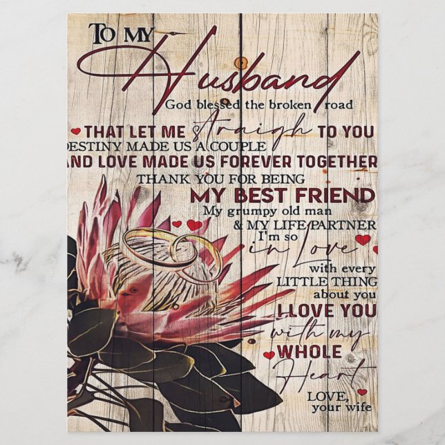 Menu Cute Letter To Husband | Cool Design Gift | (Frente)