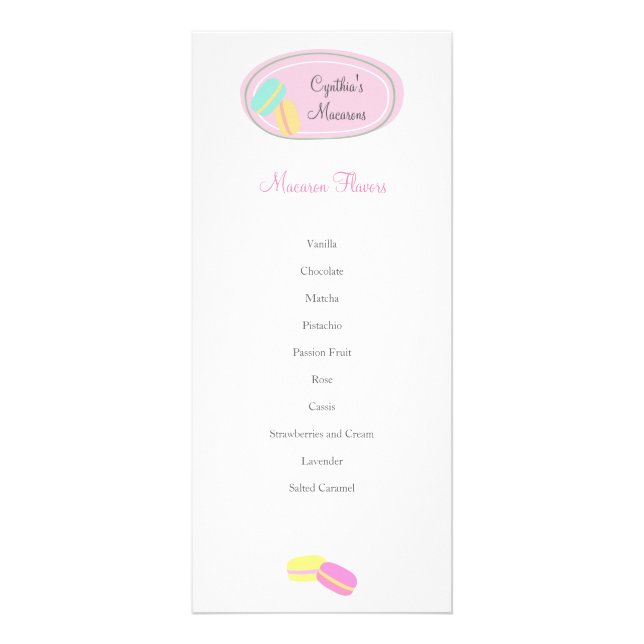 MENU CUTE Macaron Business Rack Card (Frente)