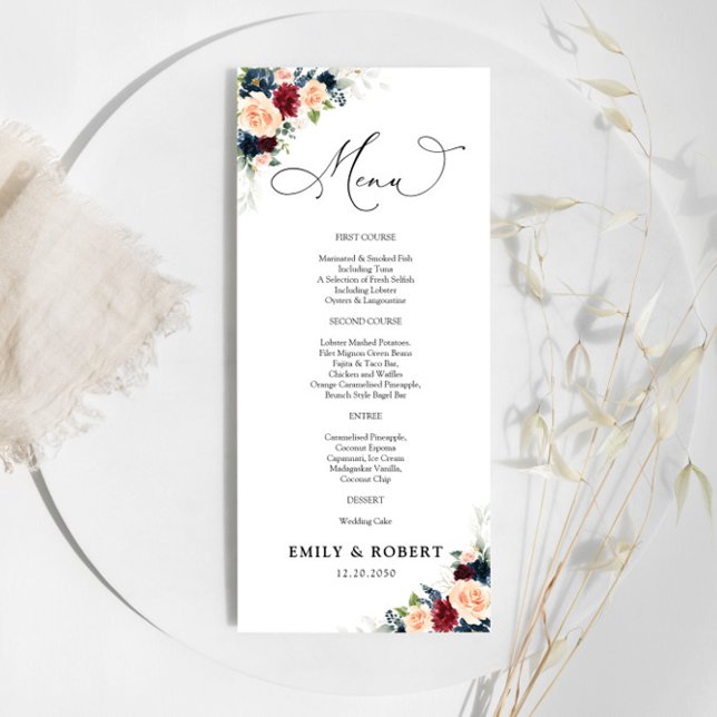 Menu da cerimônia de Marinho e Borgonha (Criador carregado)