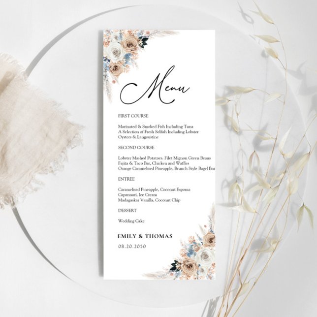 Menu da Cerimônia Floral de Casamento de Ivory e B (Criador carregado)