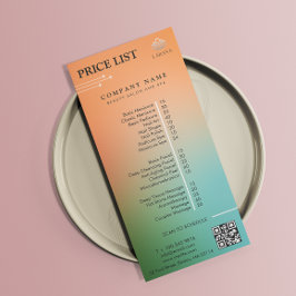Menu da Lista de Preços Holográficos de Gradação d