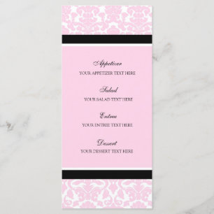 Menu Damasco Preto Cor-de-Rosa do Casamento