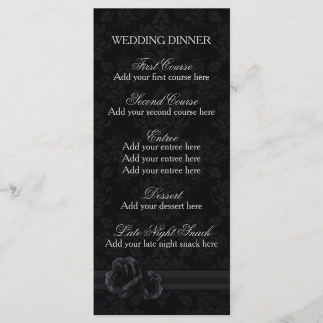 Menu damasco preto Menu janto de casamento modelo (Frente)