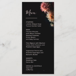 Menu Dark Moody Flowers Chrysanthemum Wedding