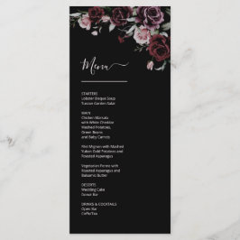 Menu Dark Moody Roses Wedding