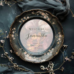 Menu Dark Romantic Floral Painting Guests<br><div class="desc">Óleo Floral Romântico Escuro Pintando Convidados Verdes Nome Menus Casamento</div>