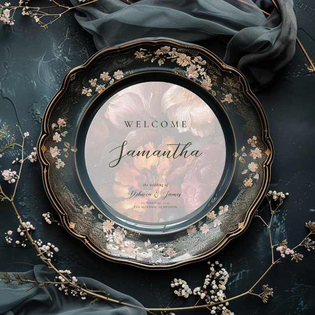 Menu Dark Romantic Floral Painting Guests (Criador carregado)