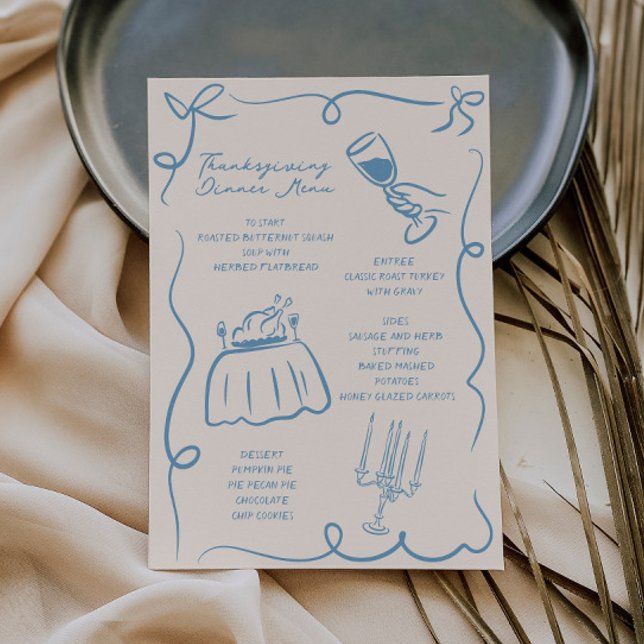 Menu de Ação de Graças Desenhado à Mão (Criador carregado)