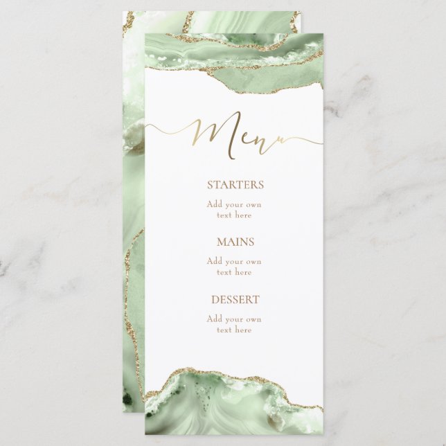 Menu de ágata verde (Frente/Verso)