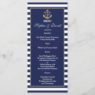 Menu de Âncora Dourada com Faixa Azul Marinho Náut