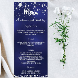 menu de aniversário de estrelas brancas azuis mari