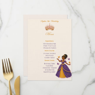 Menu de aniversário de princesa
