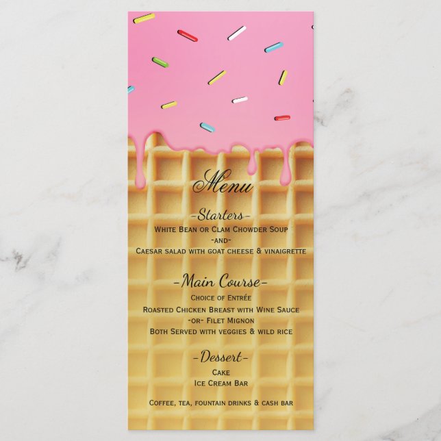 Menu de Aniversário do Waffle Cone do Sorvete de M (Frente)