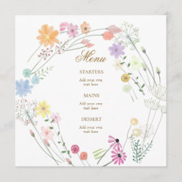 menu de aquarela de flores silvestres