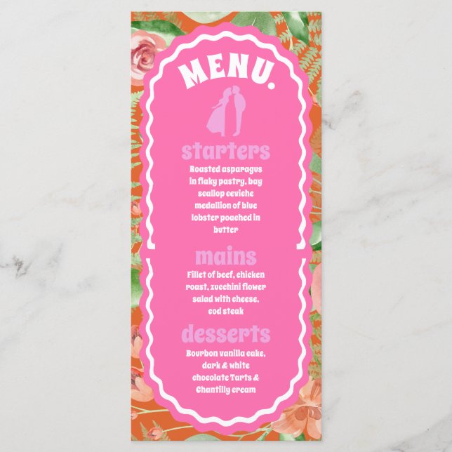 Menu de Arca Floral Mineral Laranja Moderna (Frente)