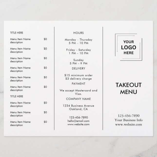 Menu de ativação do Restaurante do Logotipo Empres (Frente)