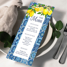 Menu de Azulejo Mediterrâneo e Limões