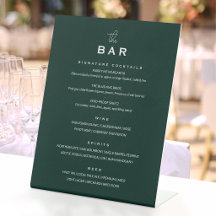 Menu de Bar de Casamento Clássico Chic Minimalista