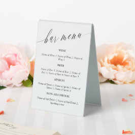 Menu de Bar de Casamento de Caligrafia Delicada