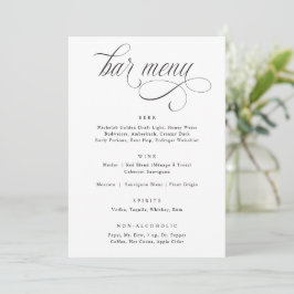Menu de Bar de Casamento de Luxo com Caligrafia El