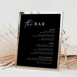 Menu de Bar Mínimo Negro Elegante