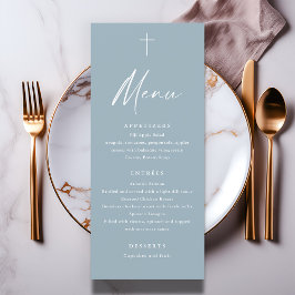 Menu de Batismo em Azul Desbotado com Letra Modern