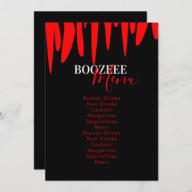 Menu de Bebida do Festa de Halloween do Vampiro (Frente/Verso)