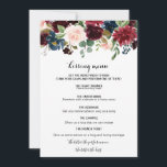 Menu de Beijinho Russo do outono<br><div class="desc">Este cardápio de beijos arrojados deslumbrantes no outono é perfeito para uma recepção de casamento moderna. A design apresenta flores brilhantes, vermelhas, marinhos, azuis e esbranquiçadas radiantes e graciosas pintadas à mão, inspiradoras beleza natural.</div>
