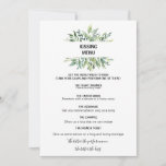 Menu de Beijo de Folhagem Botânica Moderna<br><div class="desc">Este moderno cardápio botânico de folhagem verde é perfeito para uma recepção de casamento tropical. Esta design de aquarela pintada à mão apresenta uma bela folhagem verde bem organizada em quadros únicos.</div>