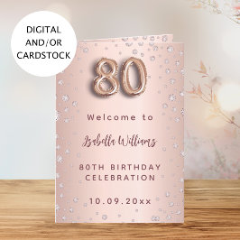 Menu de boas-vindas de diamantes dourado-rosé de 8