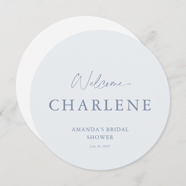 Menu de Boas-vindas do Chá de panela Azul Dusty (Frente/Verso)