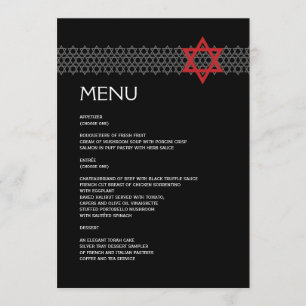 Menu de brilho de Mitzvah do bar da estrela/bastã